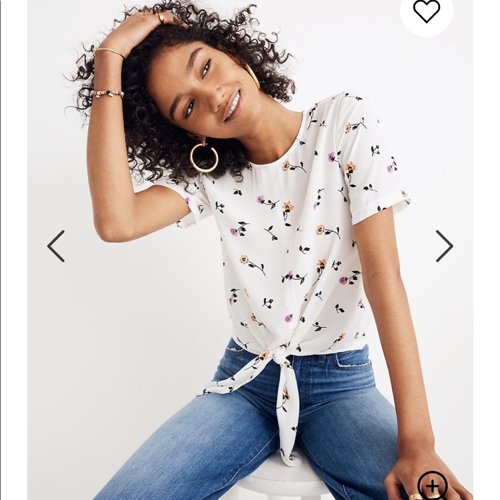 Madewell Front Tie Tee in Sweet Blossom